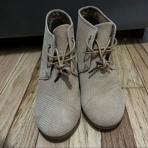 TOMS suede wedge boots size 10